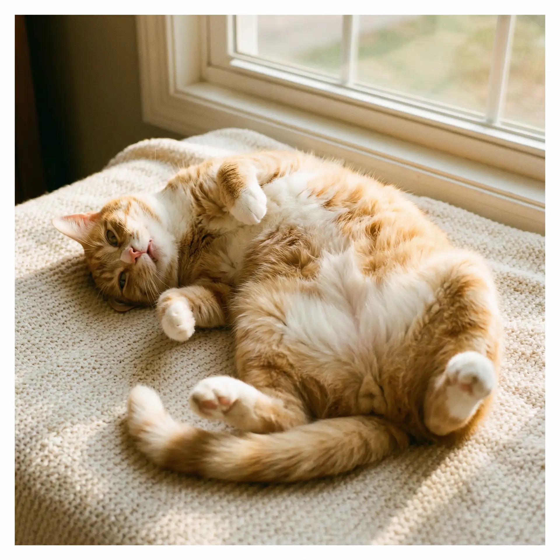 猫咪仰躺露出肚皮 - acfunwiki